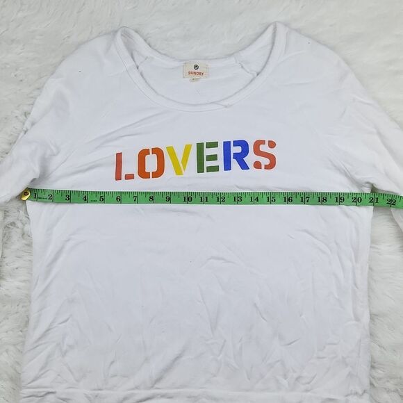 SUNDRY -813 Lovers Multicolor Printed Graphic Sweatshirt White Soft Terry NWOT M - Picture 6 of 7